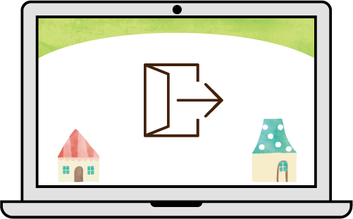 パソコンのイラスト(ログアウト)