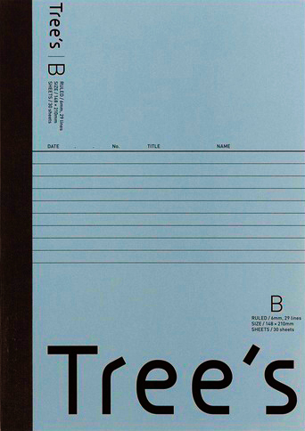 Tree's B5/A4/A5/A6 B罫 ブルーグレー A5／30枚のイメージ画像